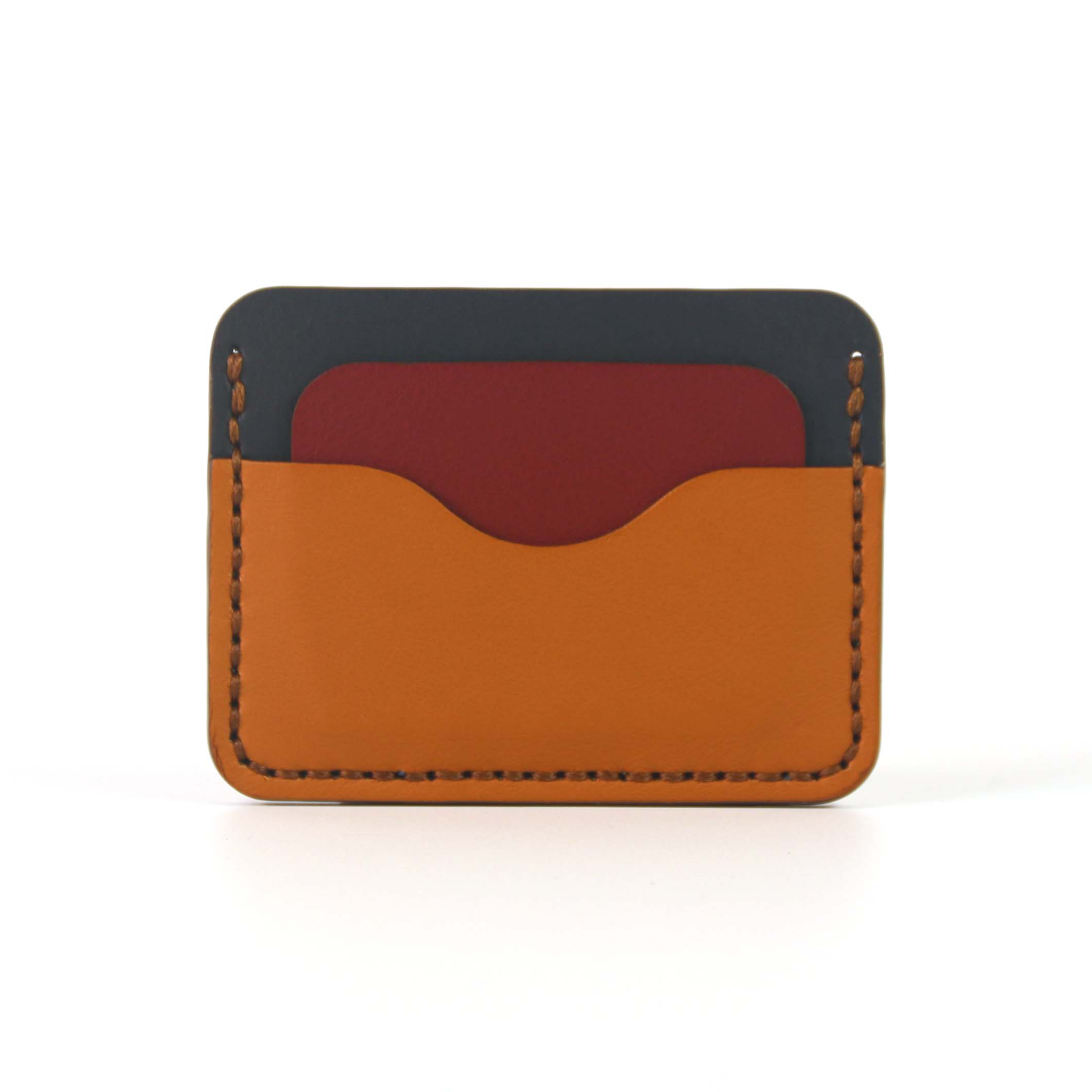 Alonso Cardholder - Navy & Burgundy & Ginger
