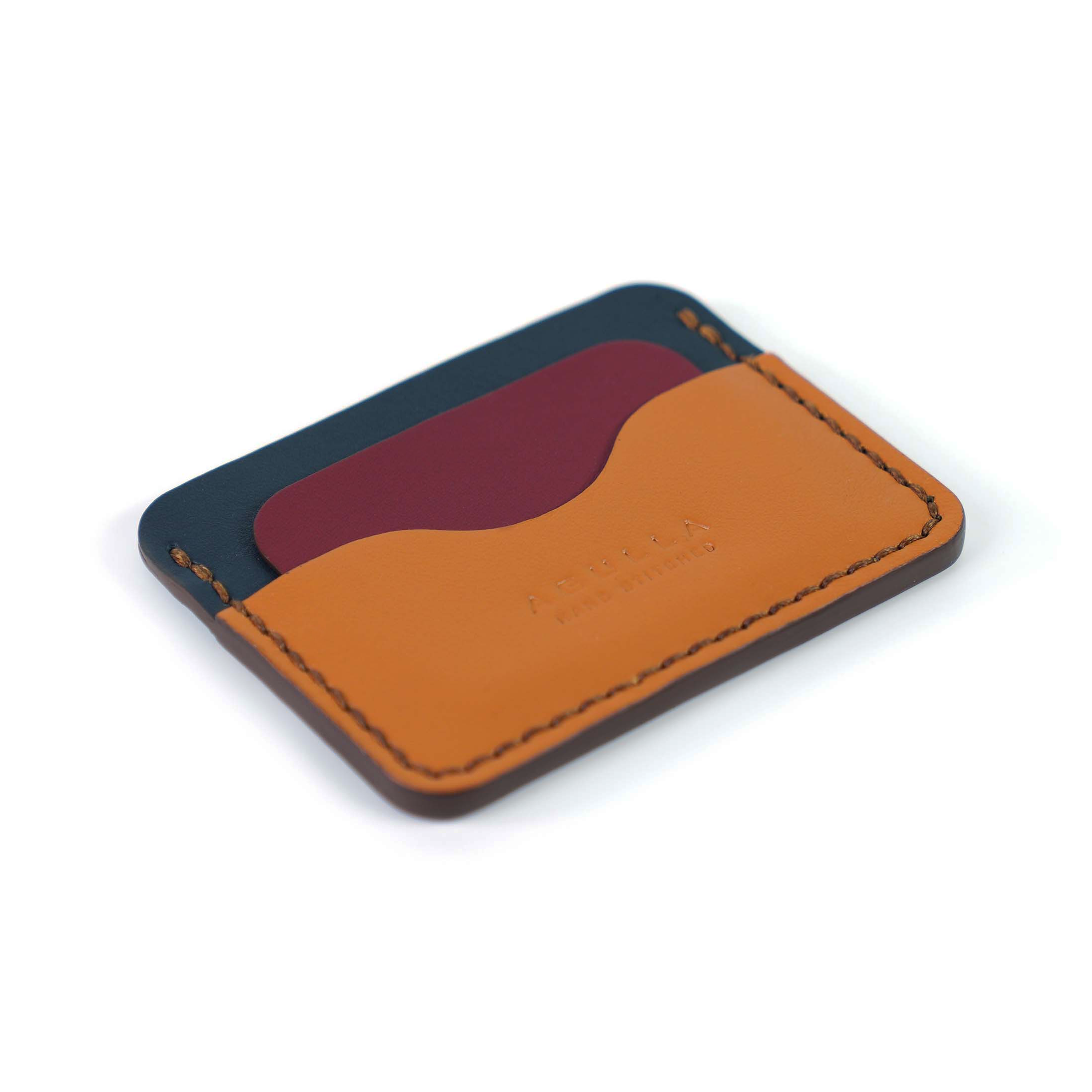 Alonso Cardholder - Navy & Burgundy & Ginger